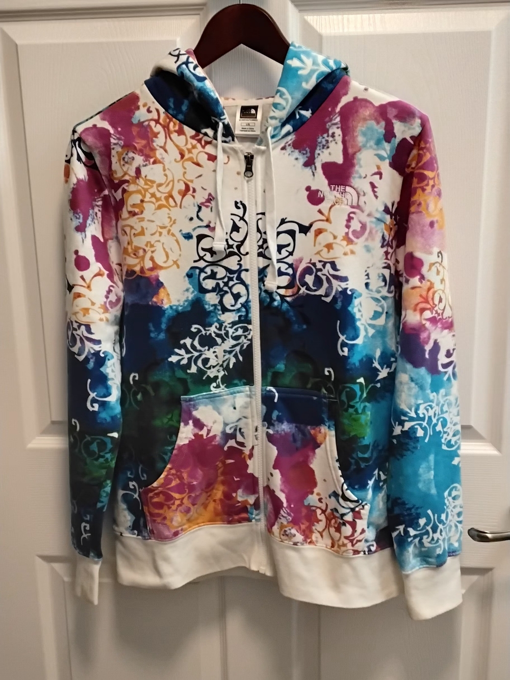 The North Face Multicolor Watercolor  Full Zip Hoodie‎ Size L